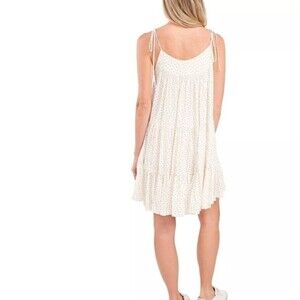 CECE WOMENS BLACK & WHITE POLKA DOT TIERED RUFFLE SUNDRESS DITSY COTTAGE sz M